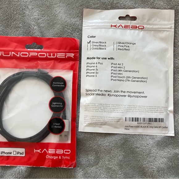 2-Pack Apple Certified Lighting Charger Cable for iPhone iPad Nano NWT - Picture 3 of 4